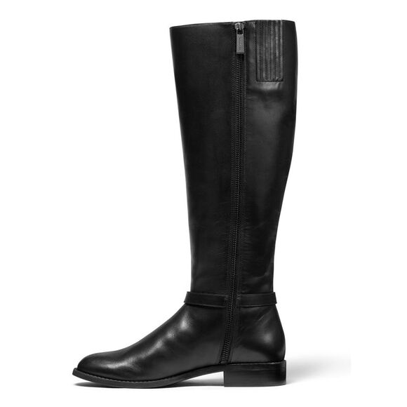 NWT MICHAEL KORS Womens Black Round Toe Stacked Heel Zip-Up Leather Boots 5 M - Picture 2 of 4
